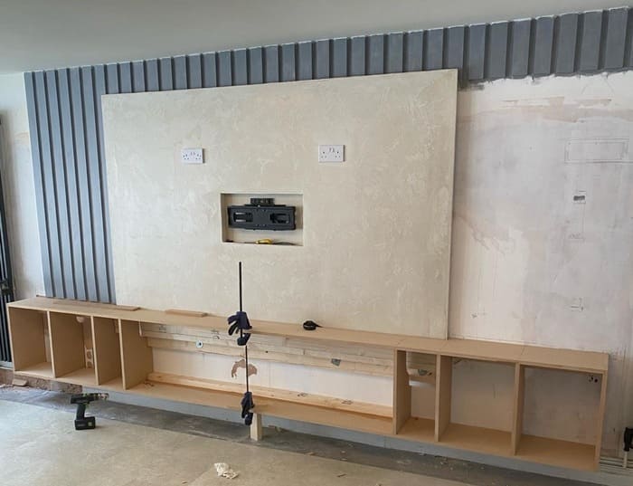 Venetian cabinet media wall build